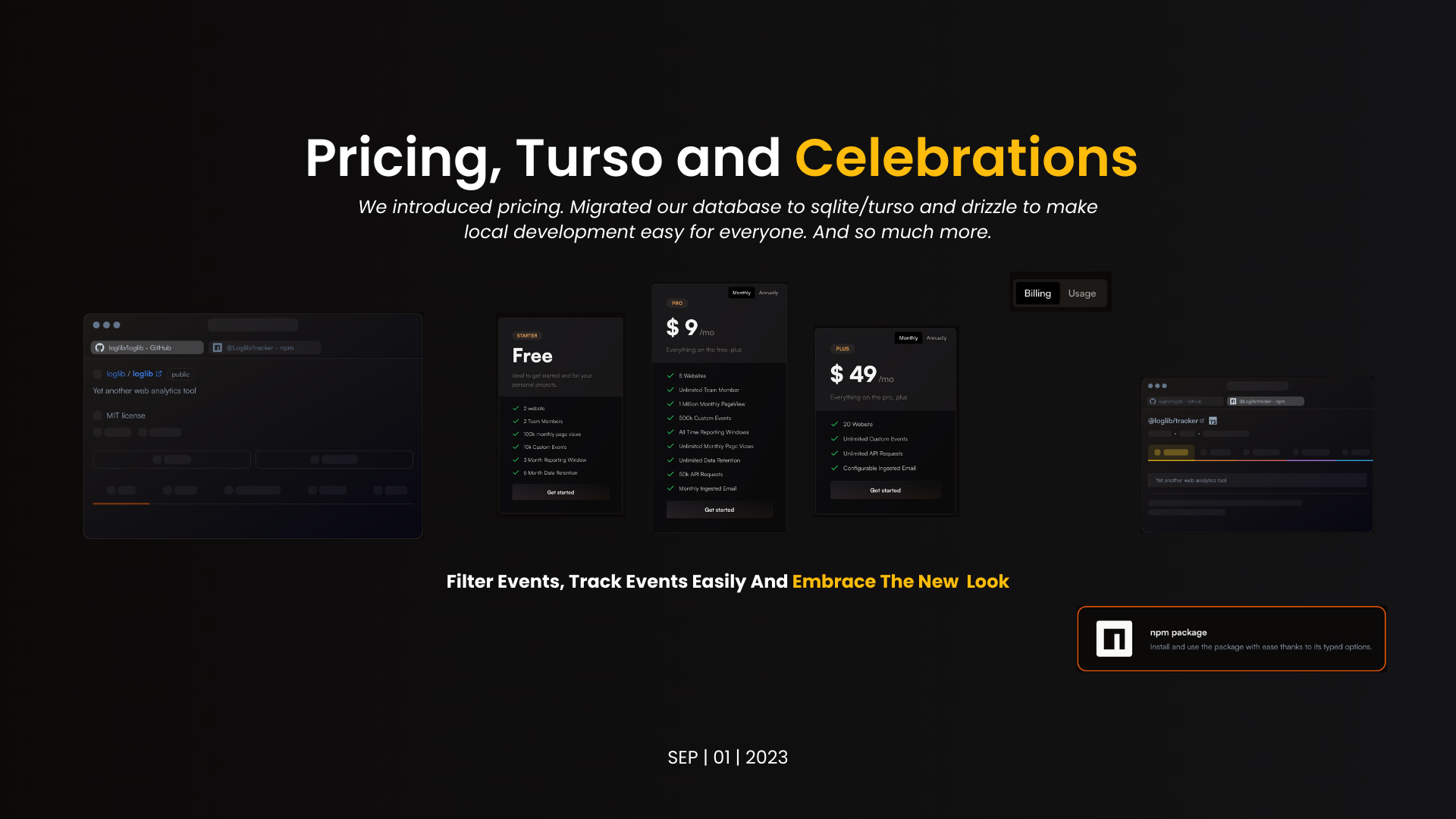 Pricing, Turso and Drizzle, Celebrations & More